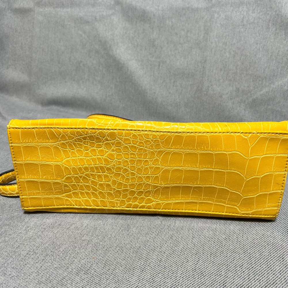 Anne Klein Shoulder Bag Womens Medium Yellow Faux Croc Chain Strap Tote - Picture 5 of 11